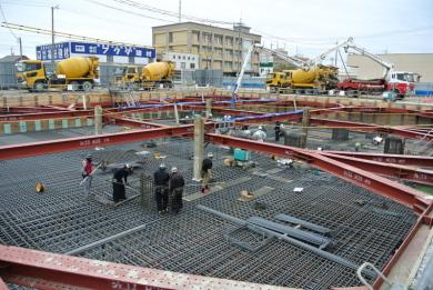 本庁舎棟の基礎工事の様子