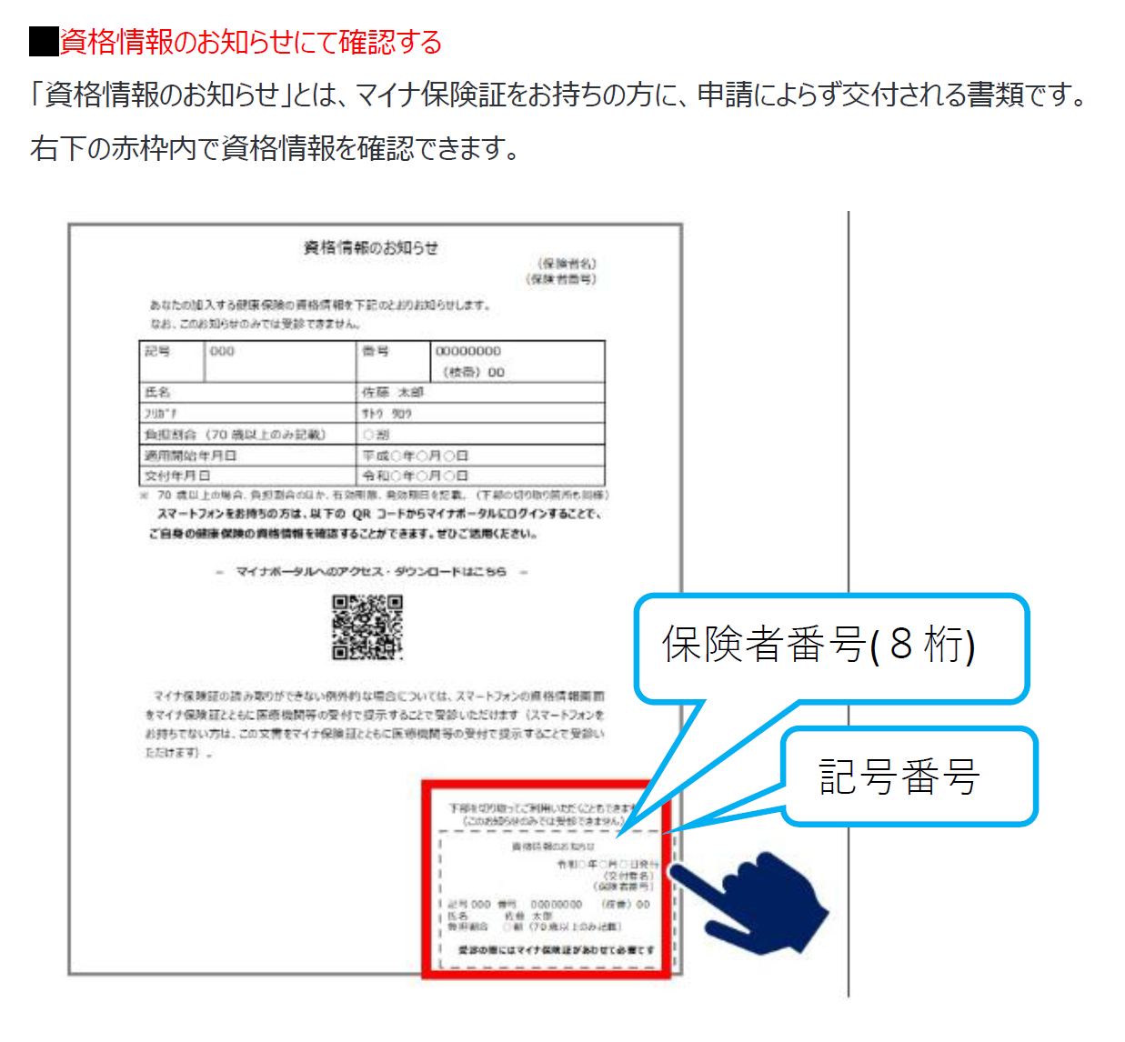 資格情報のお知らせにて確認す
