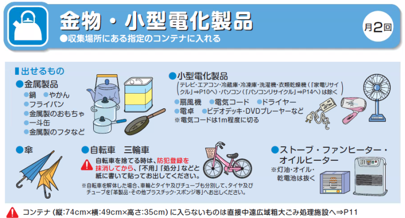 金物・小型電化製品の分別