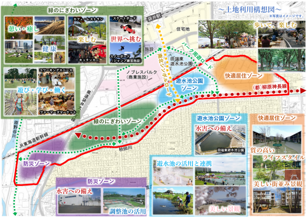 ふくろいセントラルパークの土地利用構想図