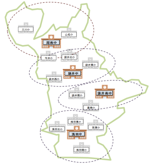 袋井市内学校区画像