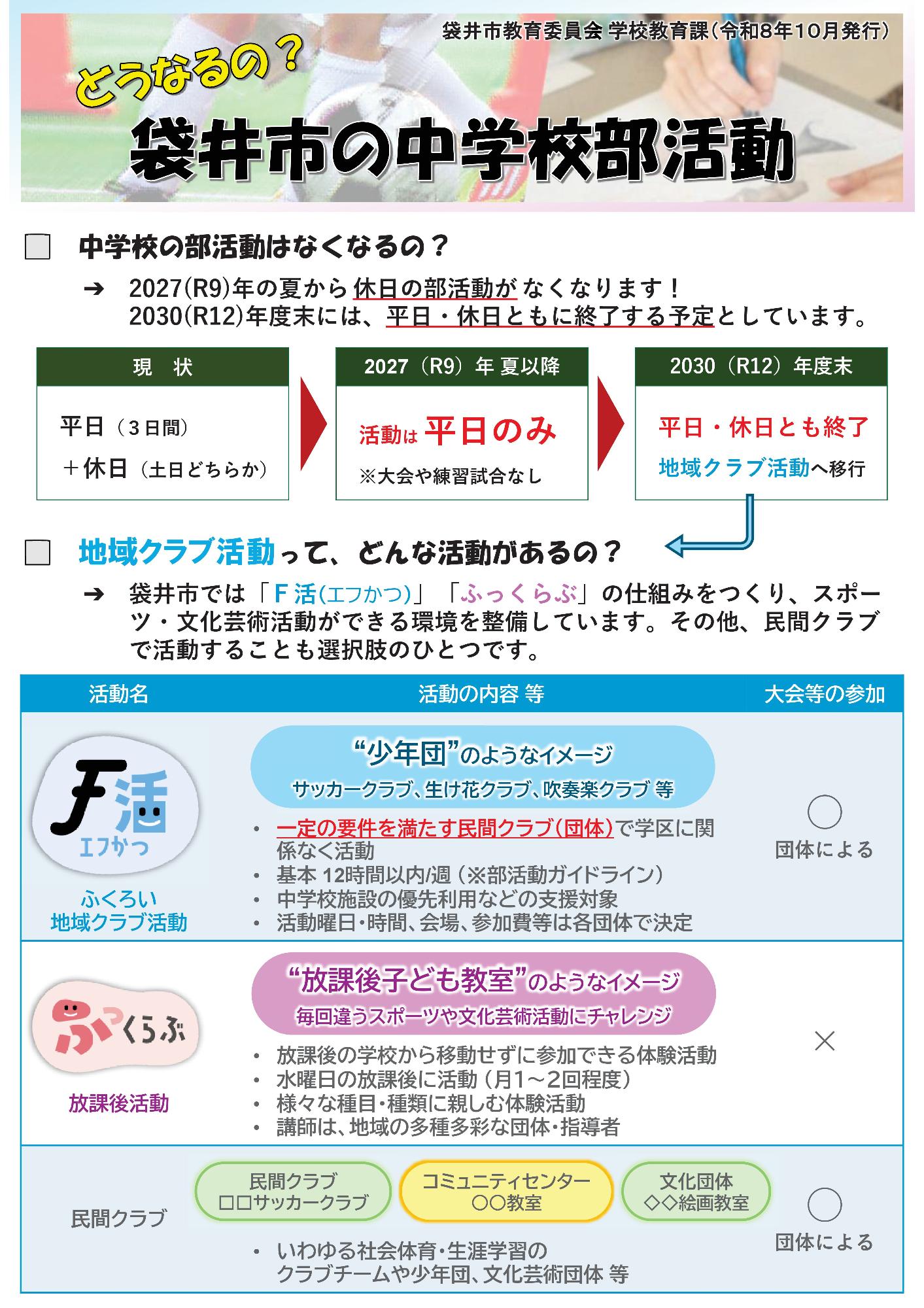 どうなるの？ 袋井市の中学校部活動  《令和8年10月発行》