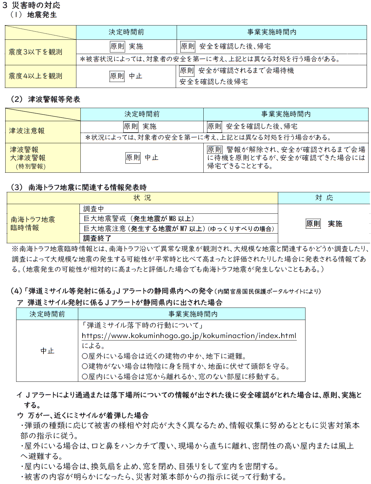 大雨・台風・地震等に伴う母子保健事業中止の判断基準2