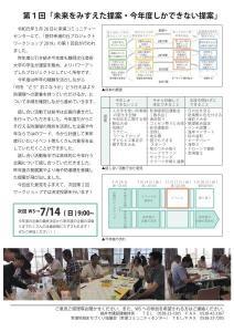 平成31年度第1回ワークショップのニュースレターの裏です。